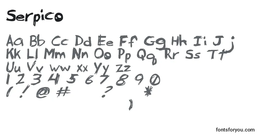 Serpicoフォント–アルファベット、数字、特殊文字