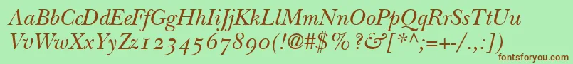 BaskervilleOldstyleSsiNormal Font – Brown Fonts on Green Background