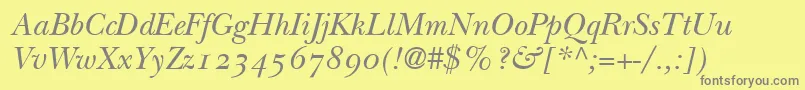 Saiba mais sobre a fonte BaskervilleOldstyleSsiNormal Fonte BaskervilleOldstyleSsiNormal – fontes cinzas em um fundo amarelo