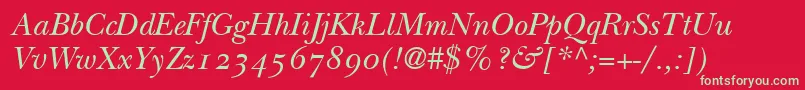 BaskervilleOldstyleSsiNormal Font – Green Fonts on Red Background
