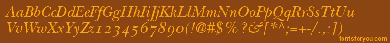 Saiba mais sobre a fonte BaskervilleOldstyleSsiNormal Fonte BaskervilleOldstyleSsiNormal – fontes laranjas em um fundo marrom