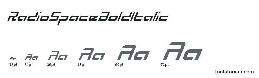 Размеры шрифта RadioSpaceBoldItalic