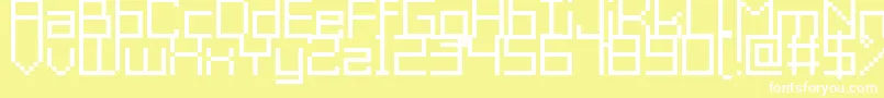 GrixelAcme9Regular-fontti – valkoiset fontit keltaisella taustalla