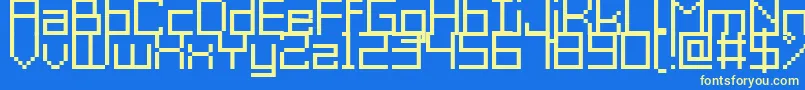 GrixelAcme9Regular-fontti – keltaiset fontit sinisellä taustalla