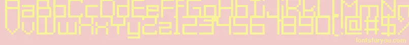 GrixelAcme9Regular-fontti – keltaiset fontit vaaleanpunaisella taustalla
