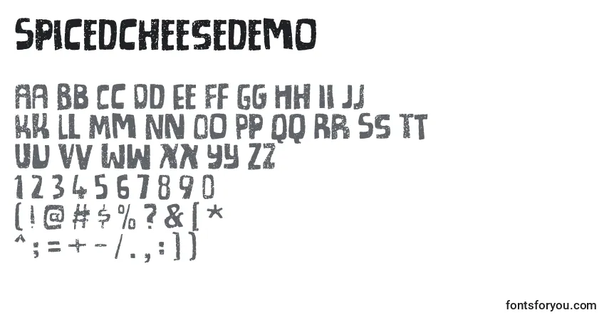 Schriftart Spicedcheesedemo – Alphabet, Zahlen, spezielle Symbole
