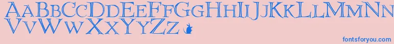 ElliottlandJフォントについての詳細 フォントElliottlandJ – ピンクの背景に青い文字