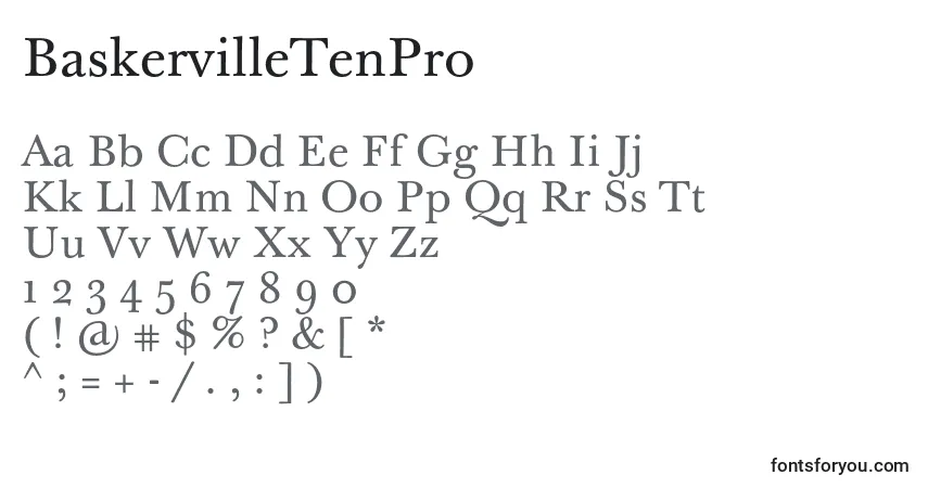Czcionka BaskervilleTenPro – alfabet, cyfry, specjalne znaki