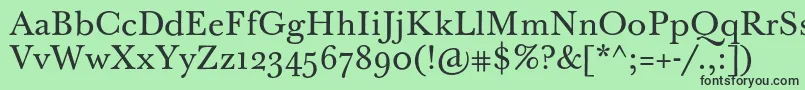 フォントBaskervilleTenPro – 緑の背景に黒い文字