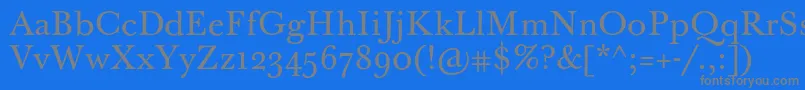 フォントBaskervilleTenPro – 青い背景に灰色の文字