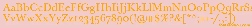 BaskervilleTenPro-Schriftart – Orangefarbene Schriften auf rosa Hintergrund