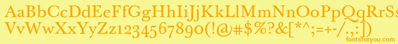 Police BaskervilleTenPro – polices orange sur fond jaune
