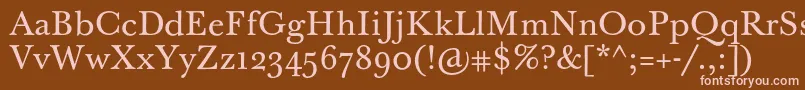 Czcionka BaskervilleTenPro – różowe czcionki na brązowym tle