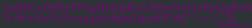 BaskervilleTenPro-Schriftart – Violette Schriften auf schwarzem Hintergrund