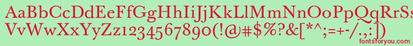 Шрифт BaskervilleTenPro – красные шрифты на зелёном фоне