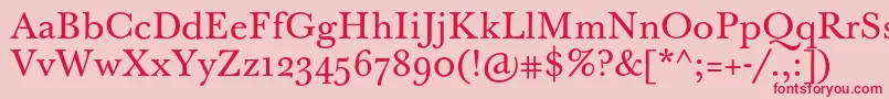 Fonte BaskervilleTenPro – fontes vermelhas em um fundo rosa