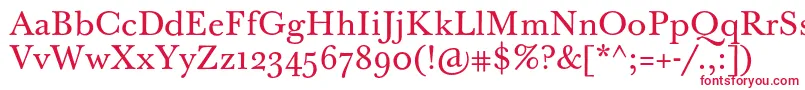 フォントBaskervilleTenPro – 白い背景に赤い文字