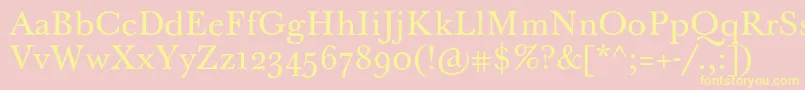 BaskervilleTenPro-Schriftart – Gelbe Schriften auf rosa Hintergrund