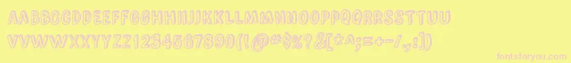 フォントComicZineOt – ピンクのフォント、黄色の背景