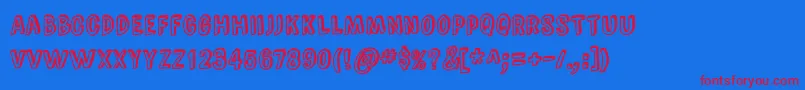 ComicZineOt Font – Red Fonts on Blue Background