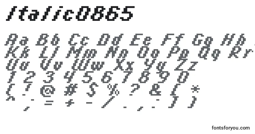 Шрифт Italic0865 – алфавит, цифры, специальные символы