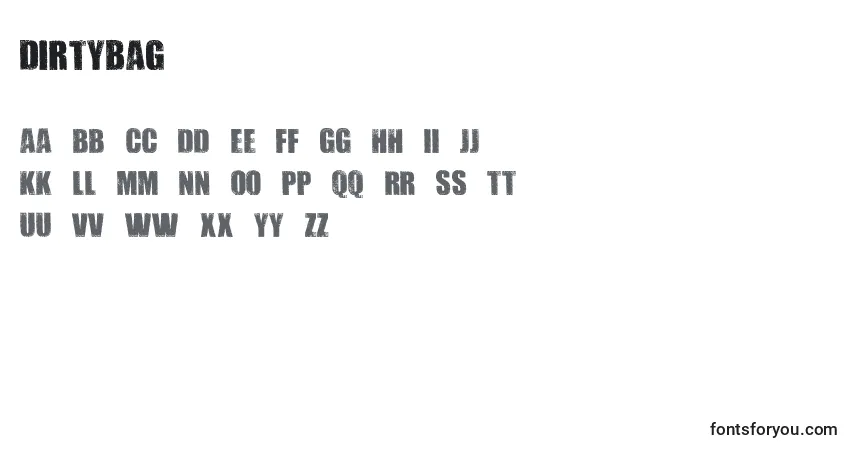 Шрифт Dirtybag – алфавит, цифры, специальные символы