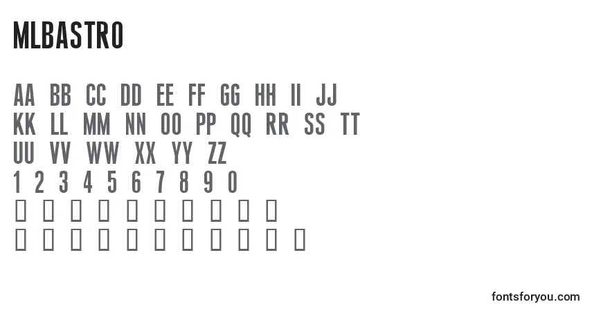 Schriftart Mlbastro – Alphabet, Zahlen, spezielle Symbole