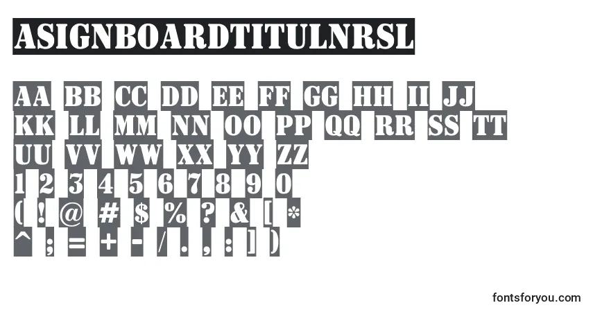 Шрифт ASignboardtitulnrsl – алфавит, цифры, специальные символы