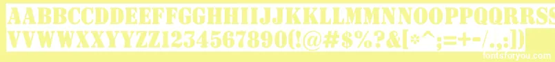 ASignboardtitulnrsl-Schriftart – Weiße Schriften auf gelbem Hintergrund