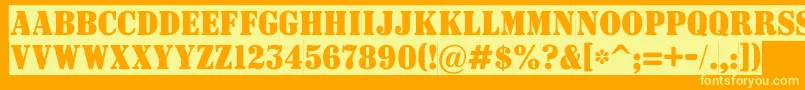 Czcionka ASignboardtitulnrsl – żółte czcionki na pomarańczowym tle