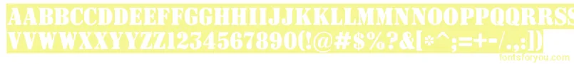 ASignboardtitulnrsl-Schriftart – Gelbe Schriften auf weißem Hintergrund