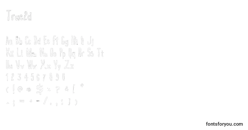 Schriftart True2d (64146) – Alphabet, Zahlen, spezielle Symbole