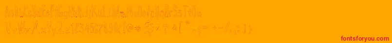 True2d-Schriftart – Rote Schriften auf orangefarbenem Hintergrund