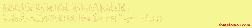 True2d-Schriftart – Rote Schriften auf gelbem Hintergrund