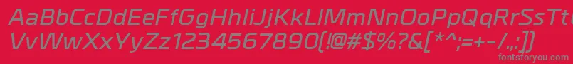 MetrikDemibolditalic-Schriftart – Graue Schriften auf rotem Hintergrund