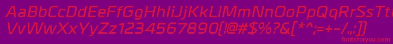 MetrikDemibolditalic Font – Red Fonts on Purple Background