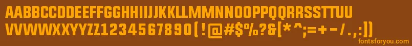 Upbolters-Schriftart – Orangefarbene Schriften auf braunem Hintergrund