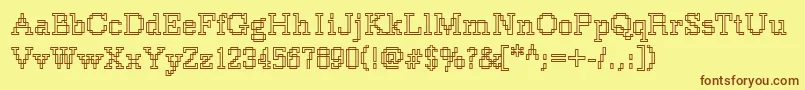 フォントRough33Bold – 茶色の文字が黄色の背景にあります。