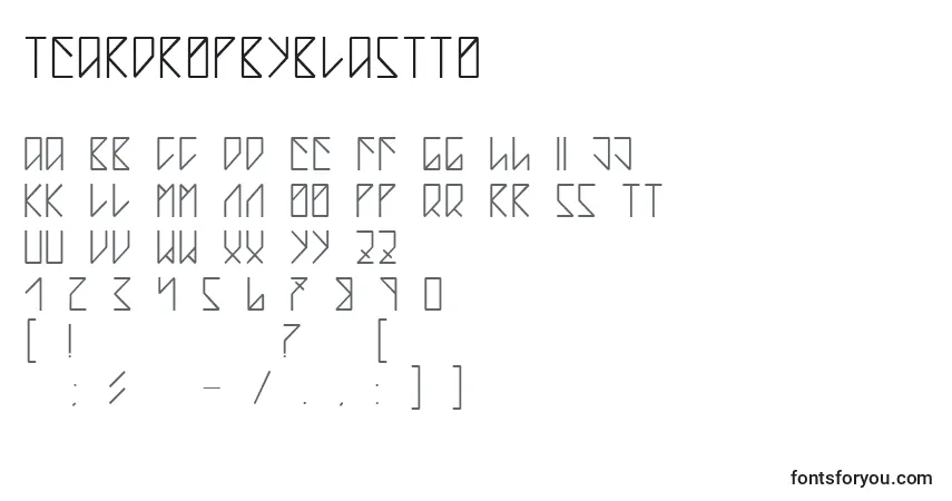 A fonte TeardropByBlastto – alfabeto, números, caracteres especiais