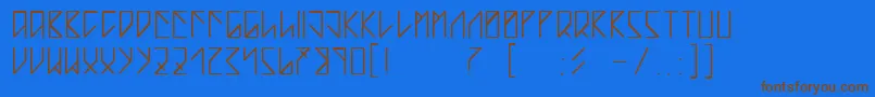 フォントTeardropByBlastto – 茶色の文字が青い背景にあります。