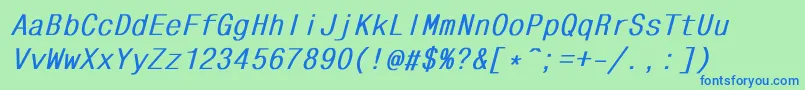 MonocondensedBoldItalic Font – Blue Fonts on Green Background