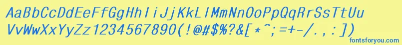 MonocondensedBoldItalic Font – Blue Fonts on Yellow Background
