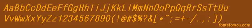 MonocondensedBoldItalic Font – Orange Fonts on Brown Background