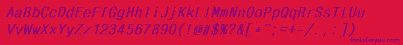 MonocondensedBoldItalic-Schriftart – Violette Schriften auf rotem Hintergrund