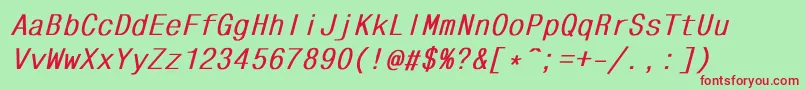 MonocondensedBoldItalic Font – Red Fonts on Green Background