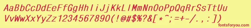 MonocondensedBoldItalic Font – Red Fonts on Yellow Background