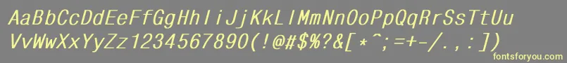 MonocondensedBoldItalic Font – Yellow Fonts on Gray Background