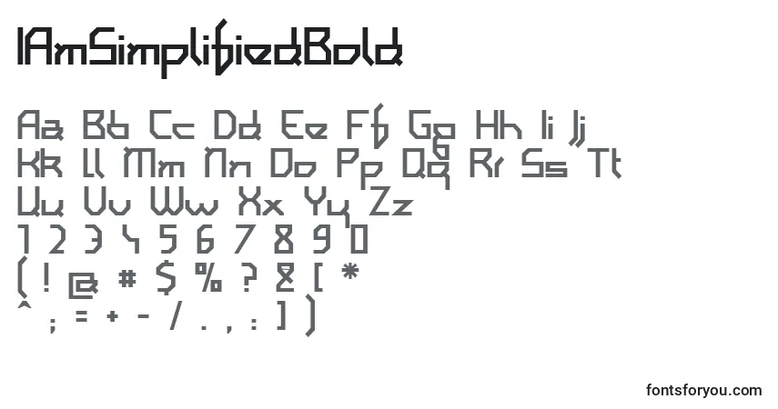 A fonte IAmSimplifiedBold – alfabeto, números, caracteres especiais