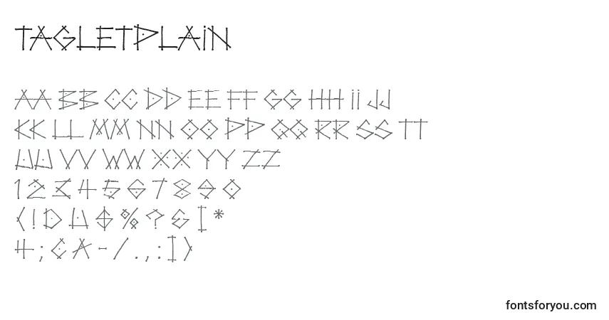 TagLetPlain-fontti – aakkoset, numerot, erikoismerkit