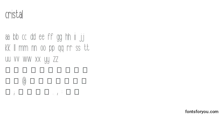 Czcionka Cristal – alfabet, cyfry, specjalne znaki